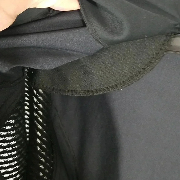 {Ming Wang} Black Mesh Long Sleeves Collar Tapered Back Open Jacket - Picture 13 of 17